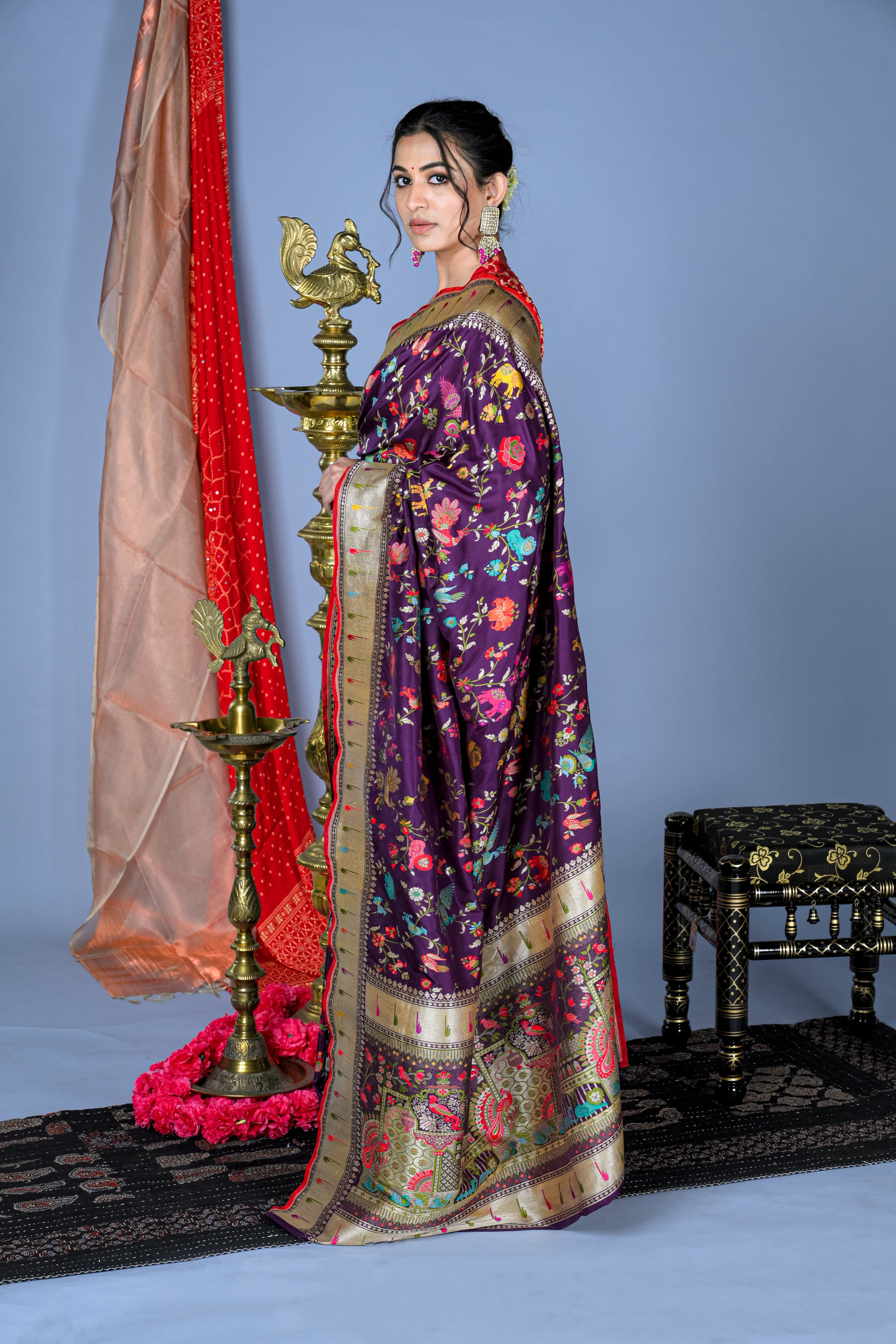 Image of Banarasi Silk Violet Saree